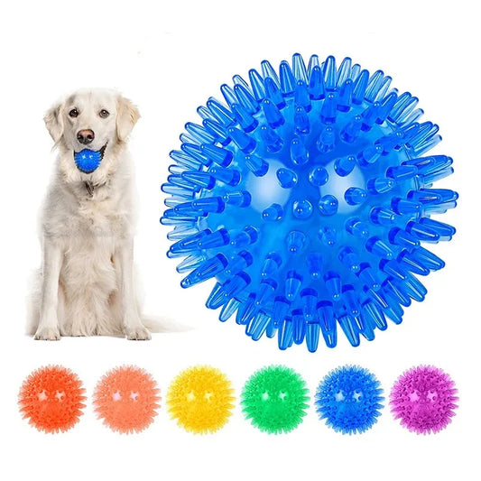 Pet Dog/Cat Sounding Toy Polka Squeaky Tooth Cleaning Ball