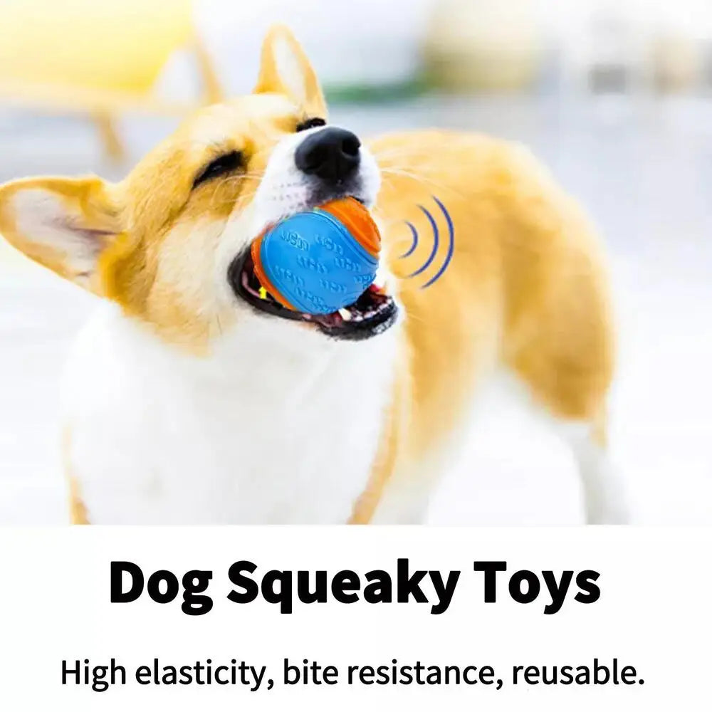 Dog Squeaky Toys Balls Strong Rubber Durable Bouncy Chew Ball Bite Resistant