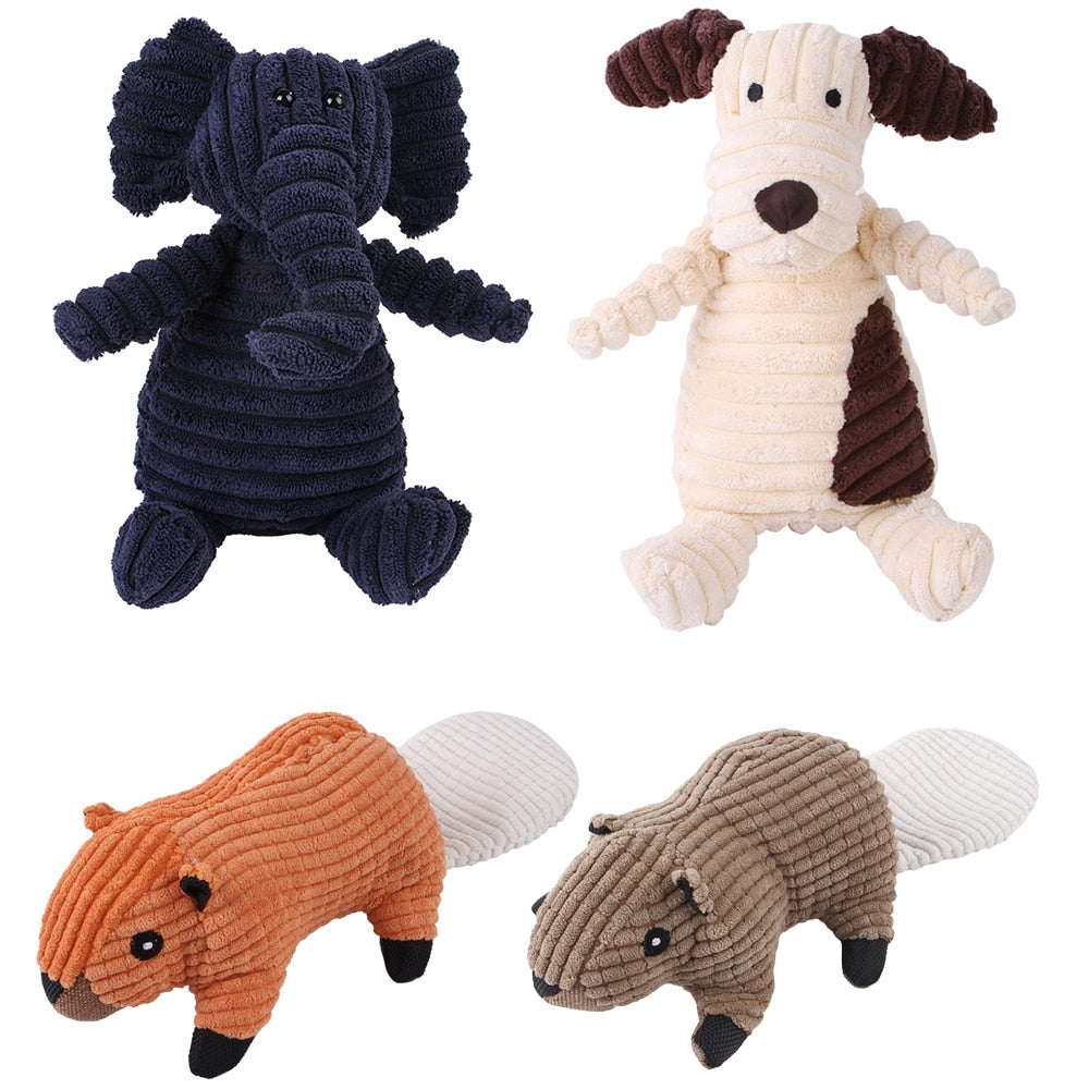 Woolly animal squeaky toys