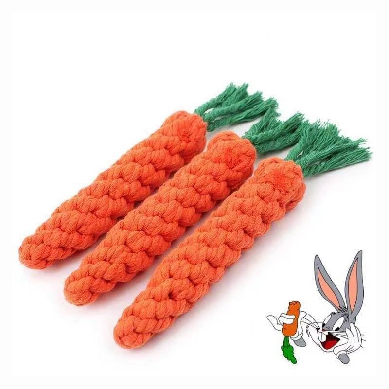 1PC Dog Toy Carrot Knot Rope Ball Cotton Rope Dumbbell Puppy Cleaning Teeth Chew Toy Durable Braided Bite Resistant Pet Supplies